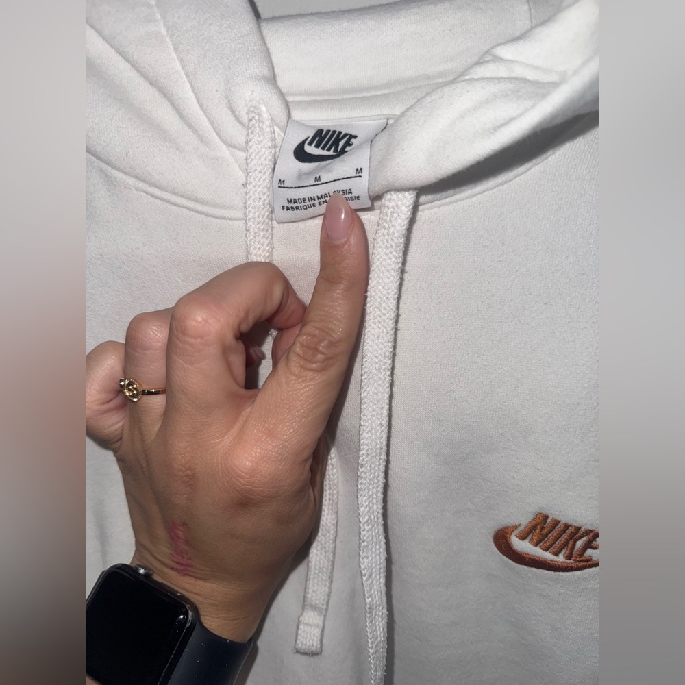 Nike White Hoodie with Brown Logo - Picture 3 of 6